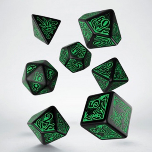 Call Cthulhu 7th Edition Dice Set Black and Green - Rollespilsterninger - Q-Workshop